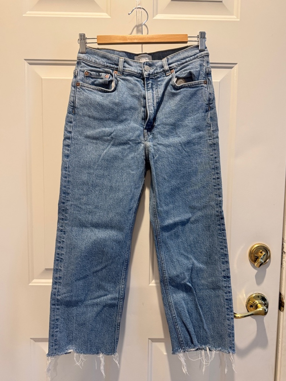 & Other Stories Mid Blue Straight-Leg Jeans with Raw Hem